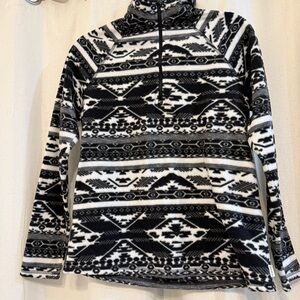 Eddie Bauer Black and White Geometric Turtleneck Sweater